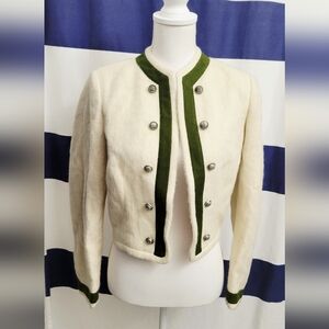 Vintage (60s) Lanz Of Salzberg Cream and Green Women's Cardigan Sweater | Size M